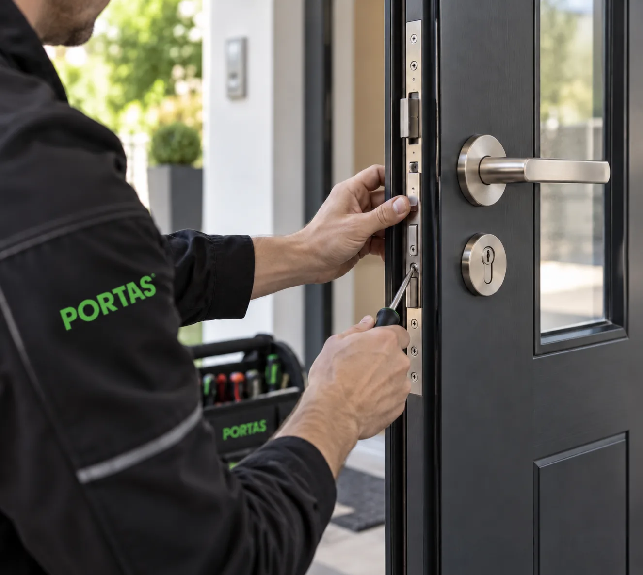 PORTAS szakember bejárati ajtó zárszerkezetét állítja be